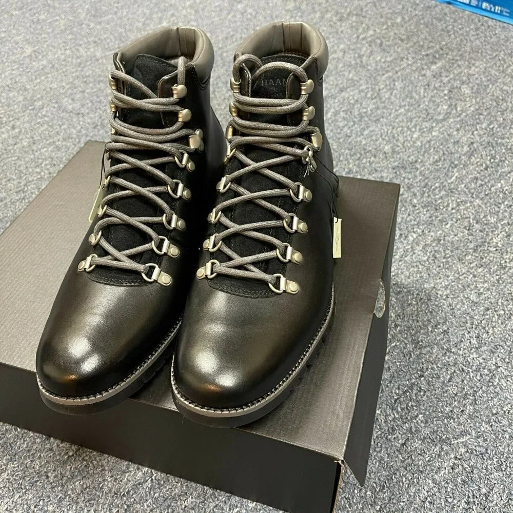 NIB Cole Haan Zerogrand Men's Causal Waterproof Black Leather Hiker Boot #C35594